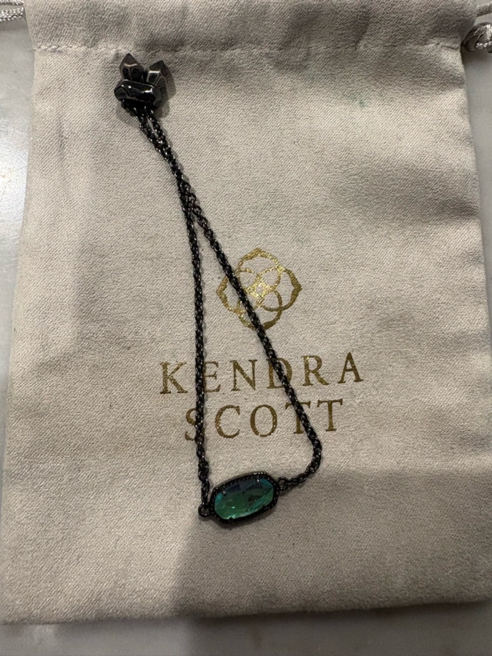 Kendra Scott Gunmetal Dichroic Elaina Bracelet Adjustable EUC
